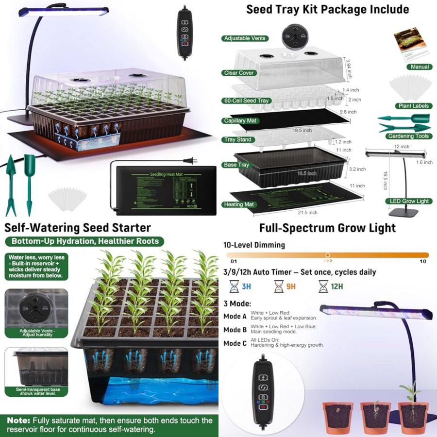 60-Cell Self-Watering Seed Sta - đánh giá và giá Humidity Dome Kit