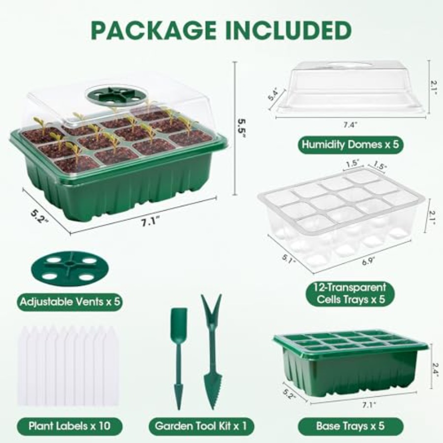 5 Packs Seed Starter Tray with - đánh giá và giá Humidity Dome Kit