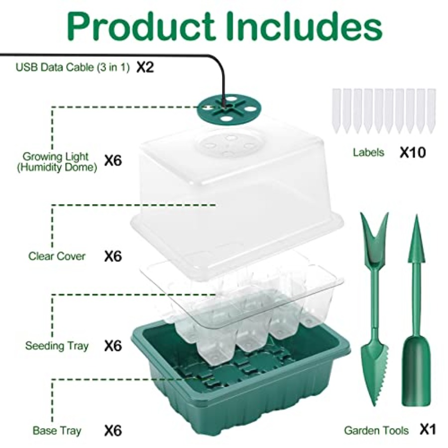 Seed Starter Tray with Light,  - đánh giá và giá Humidity Dome Kit